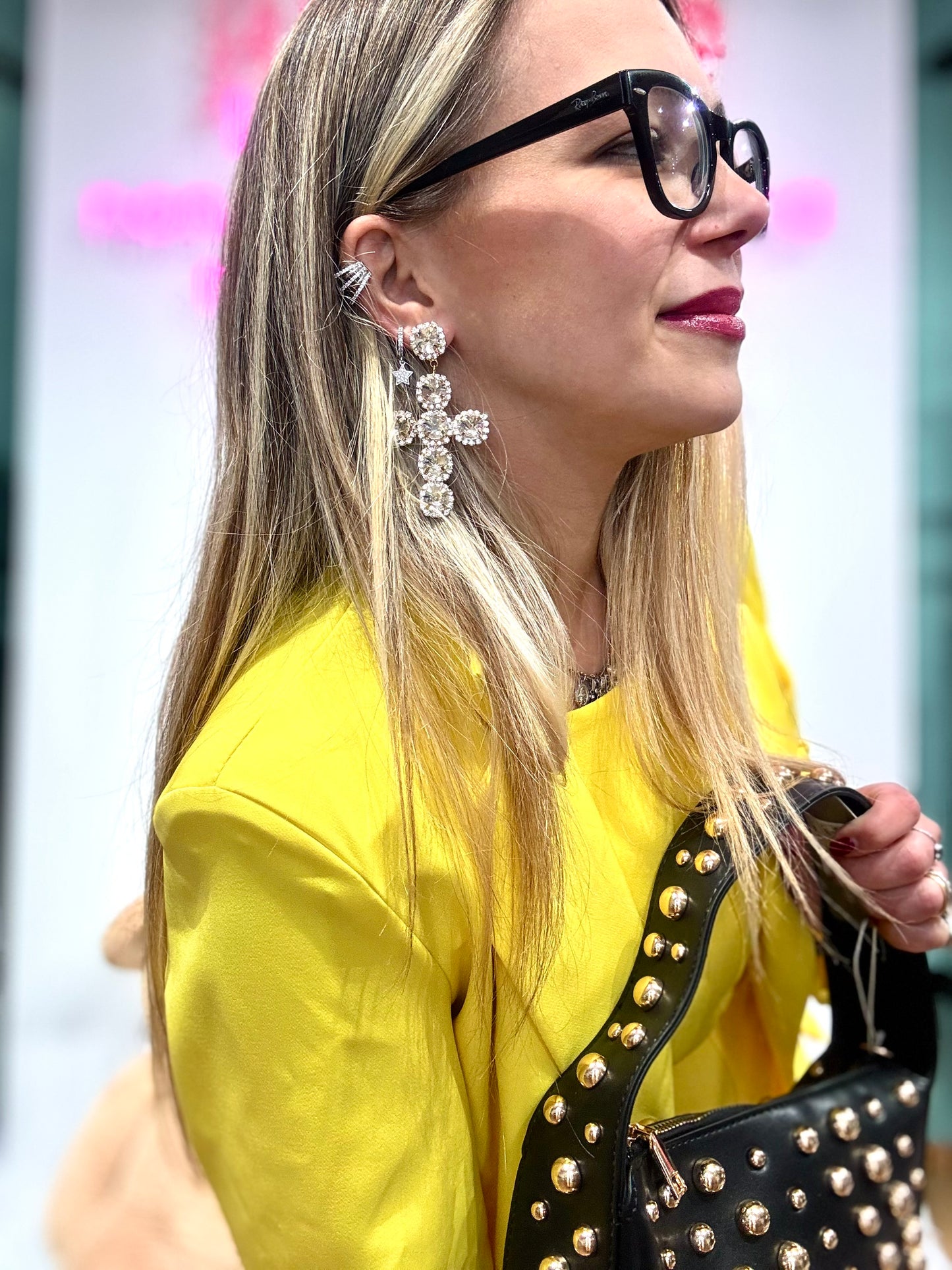 ORECCHINI STRASS CROCE