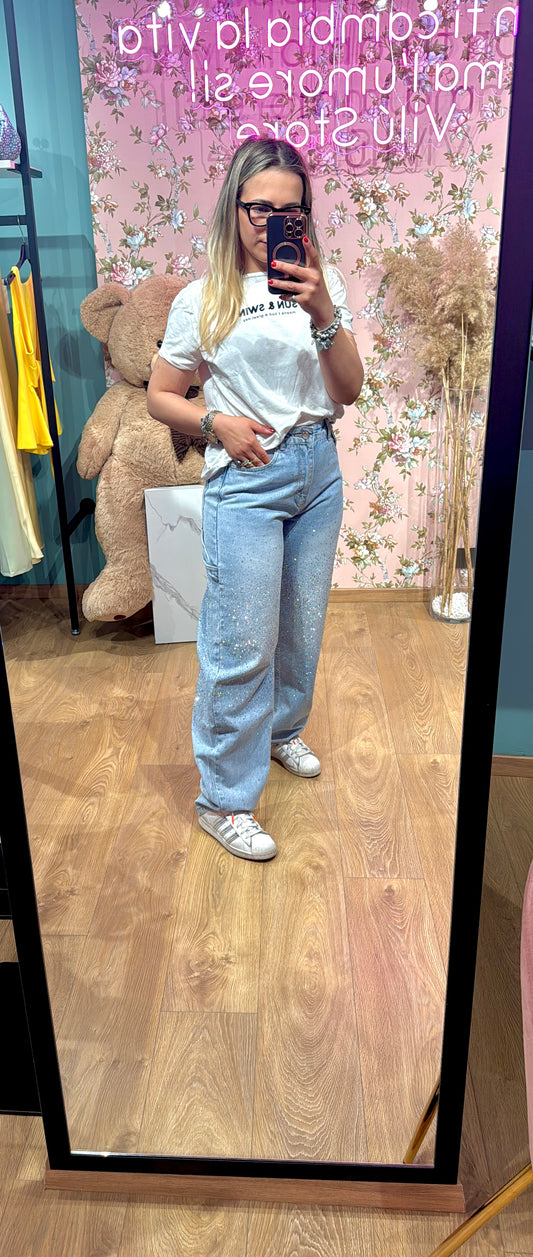 JEANS BAGGY STRASS
