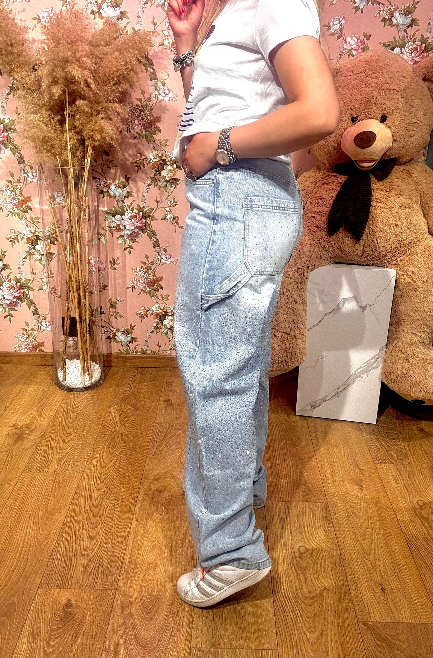 JEANS BAGGY STRASS