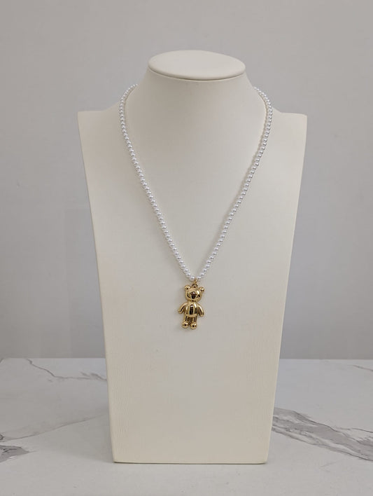 COLLANA PERLINE E ORSO